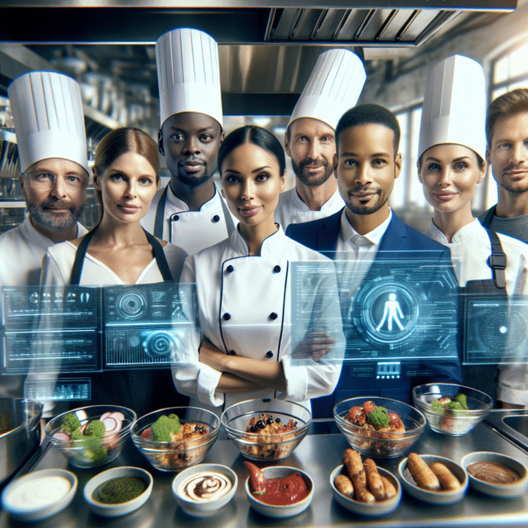Imagen de un restaurante moderno utilizando inteligencia artificial para mejorar su servicio y eficiencia.