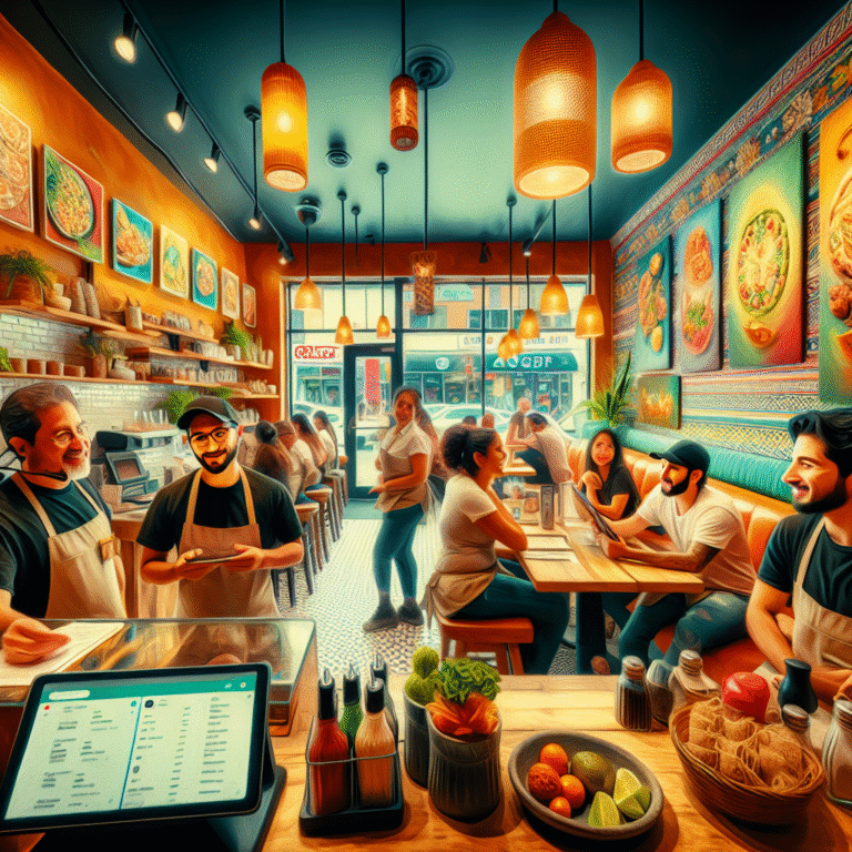 Imagen de un restaurante utilizando ChatGPT para la automatización de atención al cliente, mejorando la experiencia del comensal.